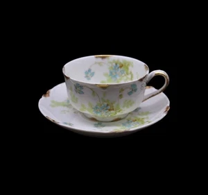 Haviland & Co. Limoges “Schleiger 52b” Flat Teacup and Saucer - Picture 1 of 2
