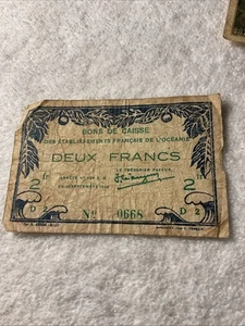 FRENCH OCEANIA-(-1943-)-2 Francs -BANKNOTE-CIRCULATED-#400 - Picture 1 of 2