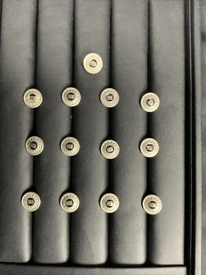 13er SET VINTAGE VERSACE V2 CLASSIC SILBERFARBEN 13MM ERSATZ HEMD KNÖPFE - Bild 1 von 4
