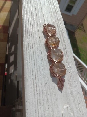 Pulseira de cristal de bronze J Crew ENORME peça de declaração vintage rara - Imagem 1 de 4