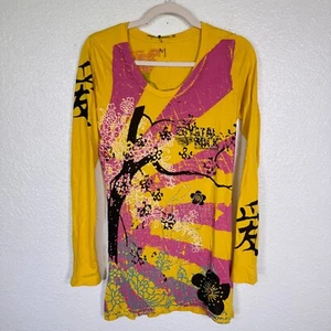 Christian Audigier Crystal Rock Shirt Damen Medium Y2K Tokyo Sun Kirschblüte - Bild 1 von 16