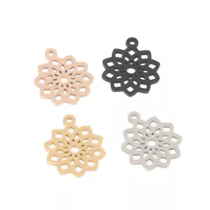 Conectores dijes con flores de loto chapados en oro/plata/negro/oro rosa - Imagen 1 de 11