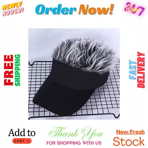 Golf Baseball Cap with Fake Flair Hair Cap Sun Visor Fun Toupee Hats Mens Womens - Picture 1 of 1