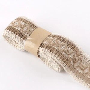 1 Set 4x Lace Linen Rope 2m 4cm Woven Flat Ribbon Twine Tape Handmade DIY Decor - Picture 1 of 4