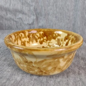 Vintage Brown Ceramic Spongeware Bowl Cereal Soup Unmarked 5" Wide 2" Tall - Picture 1 of 10