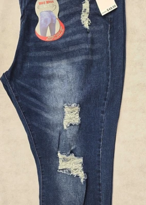 NWT Hot Kiss Womens Jeans Size 24 Blue Denim Distressed Stretch Denim Pant - Image 1 of 4