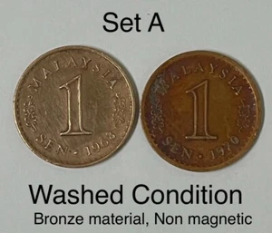 (JC) 1 sen 1968 1970 Malaysia first Series Parliament coin In Pair (Set A) - Picture 1 of 2