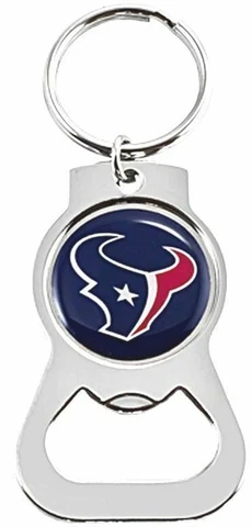 HOUSTON TEXANS STAINLESS STEEL BOTTLE-OPENER KEY TAG CHAIN RING #04 - NEW Cover