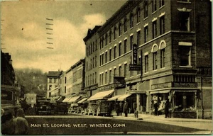 Postal de Main Street West Winsted Connecticut 1945 - Imagen 1 de 2