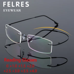 Metal Fashion Reading Glasses Men Women Ultralight Rimless Presbyopic Glasses - Picture 1 of 19