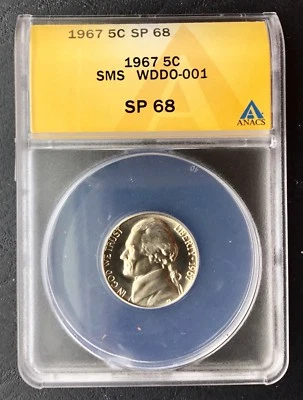 1967 WDDO-001 5c Jefferson SMS Nickel ANACS SP 68 Double Die Obverse - Image 1 of 4