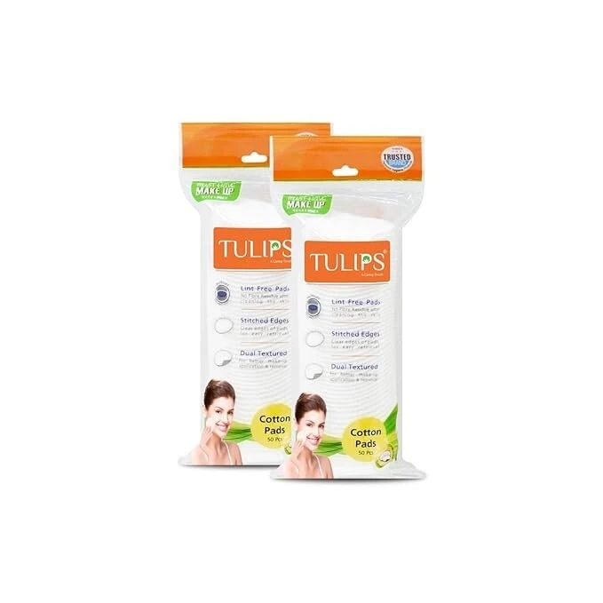 Tulipanes 50 almohadillas de algodón facial redondas en un cierre de cremalle... - Imagen 1 de 4