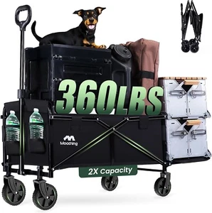 Collapsible Wagon Cart w/RearGate,Heavy Duty Folding Utility Garden Cart,360 lbs - Picture 1 of 12
