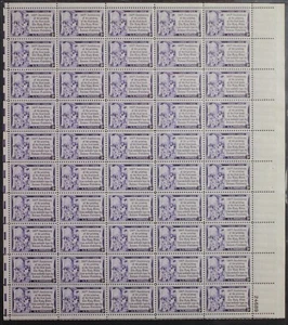 Scott #1014 Sheet of 50 MNHOG 1952 3 Cent MSA05_1014 - Picture 1 of 2