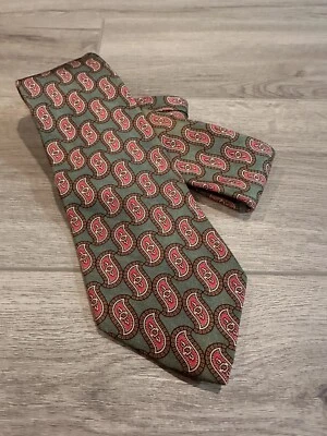 Corbata para hombre Burberry's of London 100 % seda pura cosida a mano en verde/rojo EE. UU. Foto 1 de 4