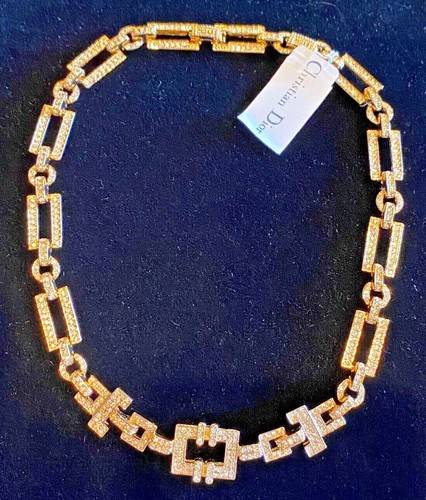 Set Collana e Braccialetto Vintage Christian Dior Firmati Placcati Oro