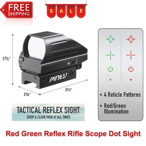 Red Green Reflex Rifle Scope Dot Sight with 4 Different Reticles,FDE, Camo,Black - Picture 1 of 6