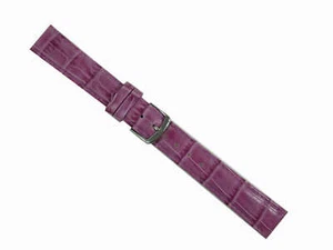 Watch Band Bracelet Clasp Crocodile Glossy Leather 16 mm Blackberry - Picture 1 of 1