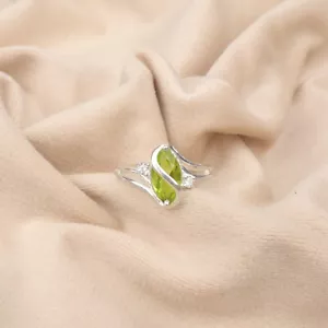 Natural Peridot Gemstone925 Sterling Silver Jewelry Zircon Marquise Ring For Her - Picture 1 of 10