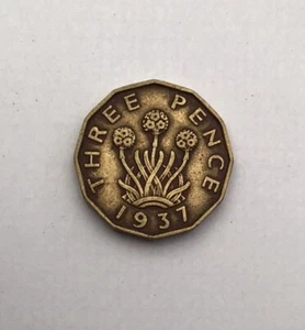 1937 King George vi threepenny bit 3d pence coin collectable - Picture 1 of 2