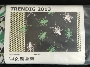 Ikea Trendig 2013 Fabric Crickets Bugs 100% Cotton Black Green Over 5 yds NIP - Picture 1 of 4