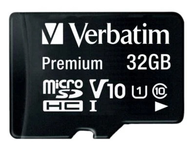 VERBATIM - Premium U1 MicroSDHC Memory Card & SD Adaptor, 32GB - Image 1 of 3