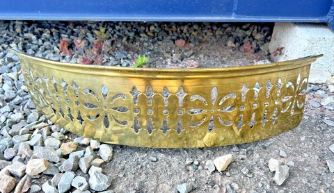 Vintage Brass Fire Hearth Curved Ash Pan Cover Fender Cover