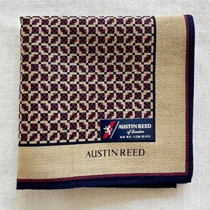 VTG Handkerchief Brown Cotton Geometric Dark Red Black Classic Pocket Square 18" - Picture 1 of 3