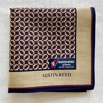 VTG Handkerchief Brown Cotton Geometric Dark Red Black Classic Pocket Square 18" - Image 1 of 3