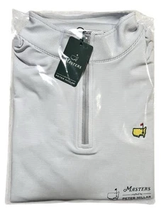 New 2025 Peter Millar Masters Large L Light Gray White 1/4 Quarter Zip Pullover - Picture 1 of 3