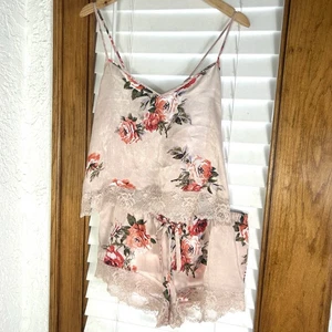 IN BLOOM By JONQUIL Floral Pajama Satin Lace Cami and Shorts Set  Size XL - Picture 1 of 19