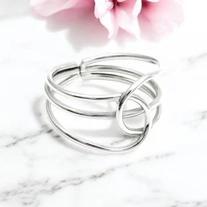 Solid 925 Sterling Silver Big Knot Ring Proposal Ring Handmade Band Gift Jewelry - Picture 1 of 6