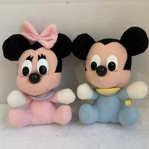 Peluche pupazzo Disney vintage anni 80 bambino Topolino e Minnie asilo blu rosa - Foto 1 di 7