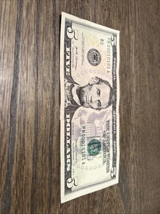 True Binary $5 Dollar Bill Fancy Serial Number 0’s 1’s PB 00010101 A - Picture 1 of 10