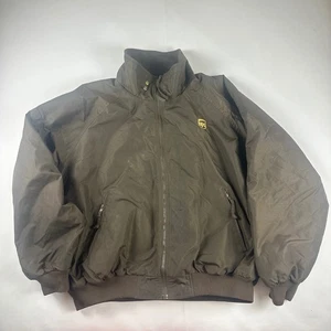 UPS Tri-Mountain Jacket Mens 2XL Brown Zip Up Bomber Employee Uniform - Picture 1 of 10