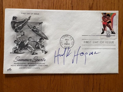 HULK HOGAN AUTOGRAPHED "OLYMPIC WRESTLING '84" FIRST DAY ISSUE 1984 CENTURY FDC - Image 1 of 2
