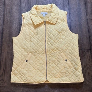 Christopher & Banks L Womens Quilted Full Zip Lightweight Vest Yellow Mock Neck - Picture 1 of 8
