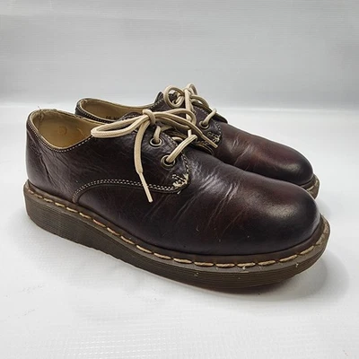 Vintage Dr. Martens Shoes 5 Brown Leather Oxfords Lace Up Loafers England  - Image 1 of 4