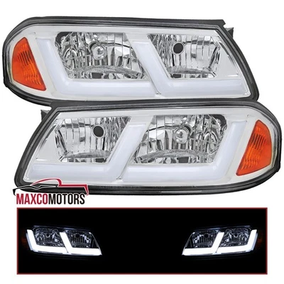 Headlights Fits 2000-2005 Chevy Impala LED Tube Clear Lamps Left+Right 00-05 - Изображение 1 из 4