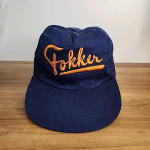Vintage Fokker Airline gesticktes Logo blau verstellbar Mütze Flugzeug Sammlerstück - Bild 1 von 6