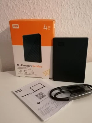 Western Digital WDBA2F0040BBL My Passport 4TB Externe Festplatte Blau unbenutzt - Bild 1 von 4