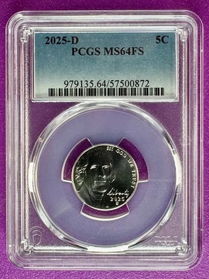 2025 D 5c Jefferson Nickel PCGS MS64FS (872) - Image 1 of 2
