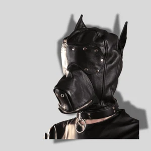 Fetish Dog Mouth Hood Gimp Face Mask Head Bondage Adult Cosplay Gimp Mask BDSM - Picture 1 of 8