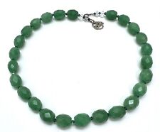 Vintage 925 Silver Clasp Aventurine Faceted Beads Necklace 45cm,48.57g