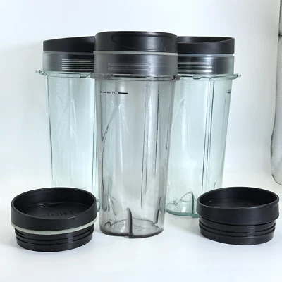 Set of 3 Ninja 24oz Cups Replacement Parts w/ Sip Lids Single Serve BL480 BL770 - Image 1 of 4