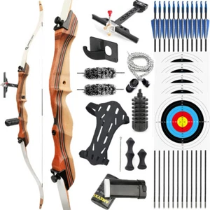 Youth Recurve Bow 10-20lbs Wooden Takedown Archery Beginner Practice Shoot Gift - Picture 1 of 16