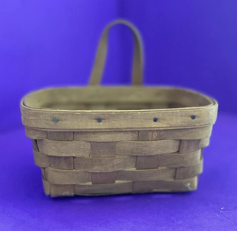 Vintage Longaberger Small Key Wall Hanging Basket 1984 Leather Handle Cover