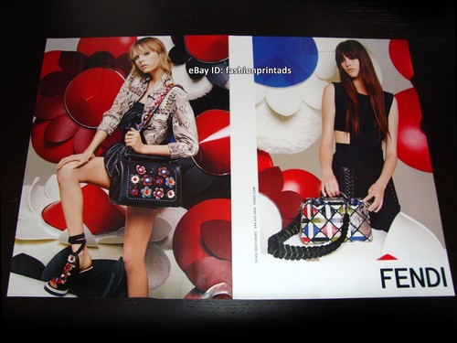 ANNUNCIO STAMPA FENDI 2 pagine primavera 2016 VANESSA MOODY Edie Campbell KARL LAGERFELD