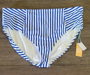 Kona Sol Women's Bikini Bottom Medium Coverage Hipster Blue Stripe Size 24/26W - Picture 1 of 3