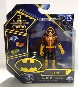Figura de acción 2021 DC Comics Batman Bat Tech con capucha ROBIN metálico rojo dorado 4" - Imagen 1 de 3